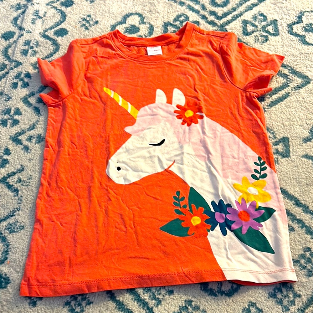 Hanna Andersson coral Unicorn Kids T-Shirt
